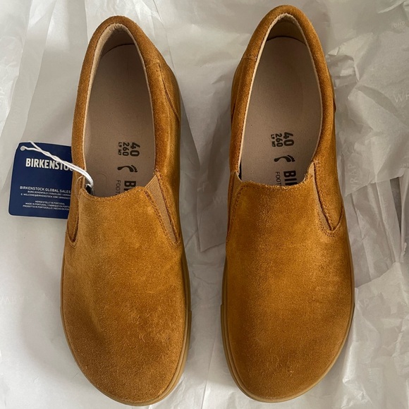 Birkenstock Tan suede slip ons. - Picture 1 of 7